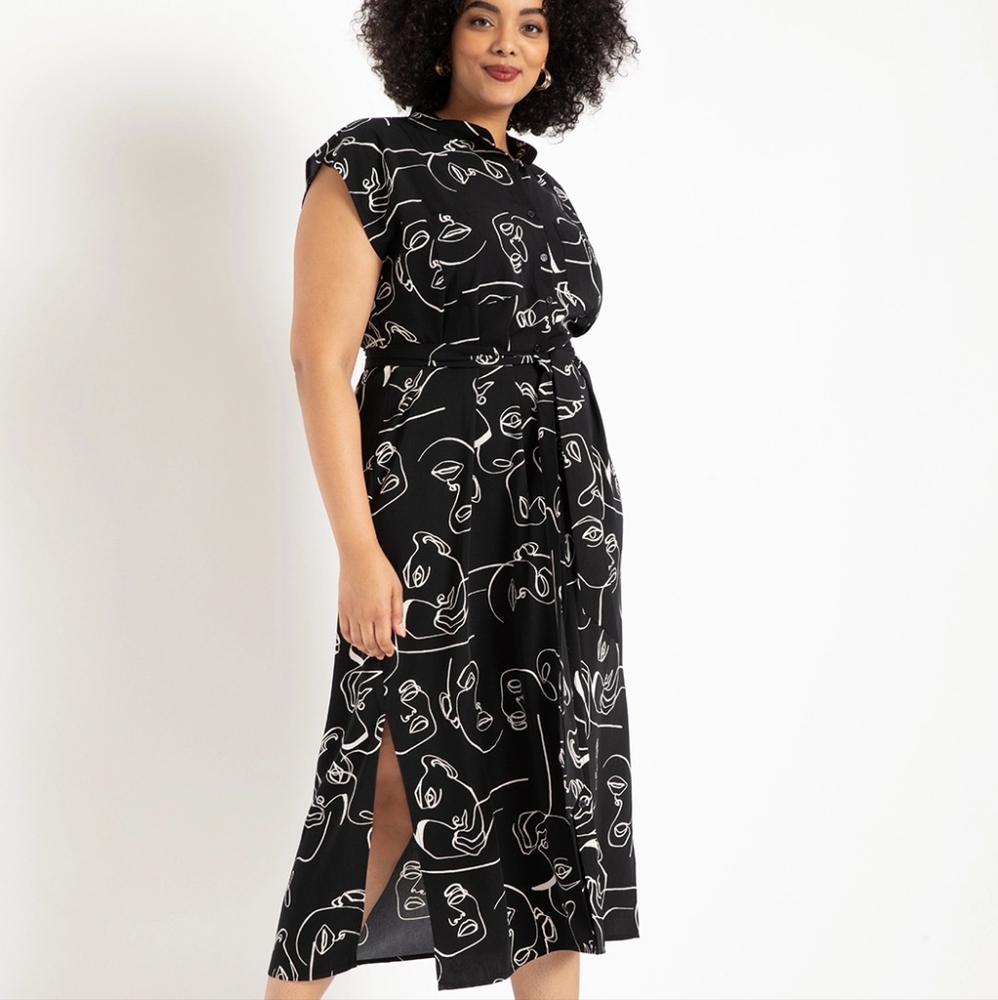 Eloquii button front shirt dress